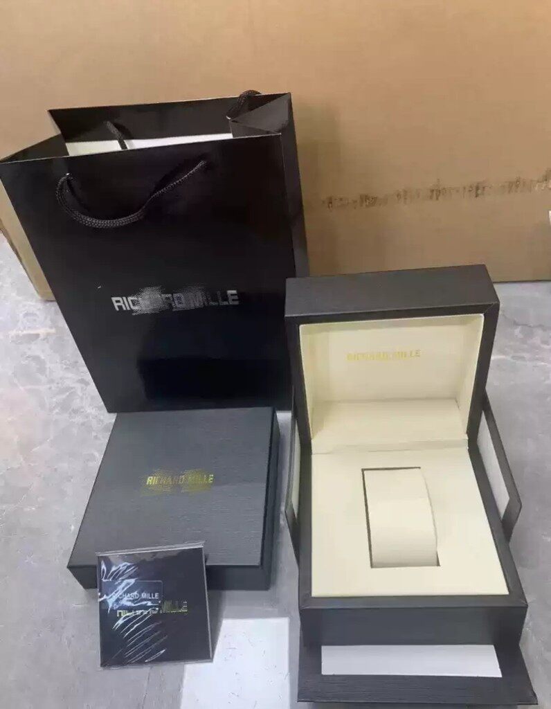 Richard Watch Storage Box Rm Richard Mi Le Packaging Box Black Leather Watch Box Gift Bag Instruction Manual Complete Set