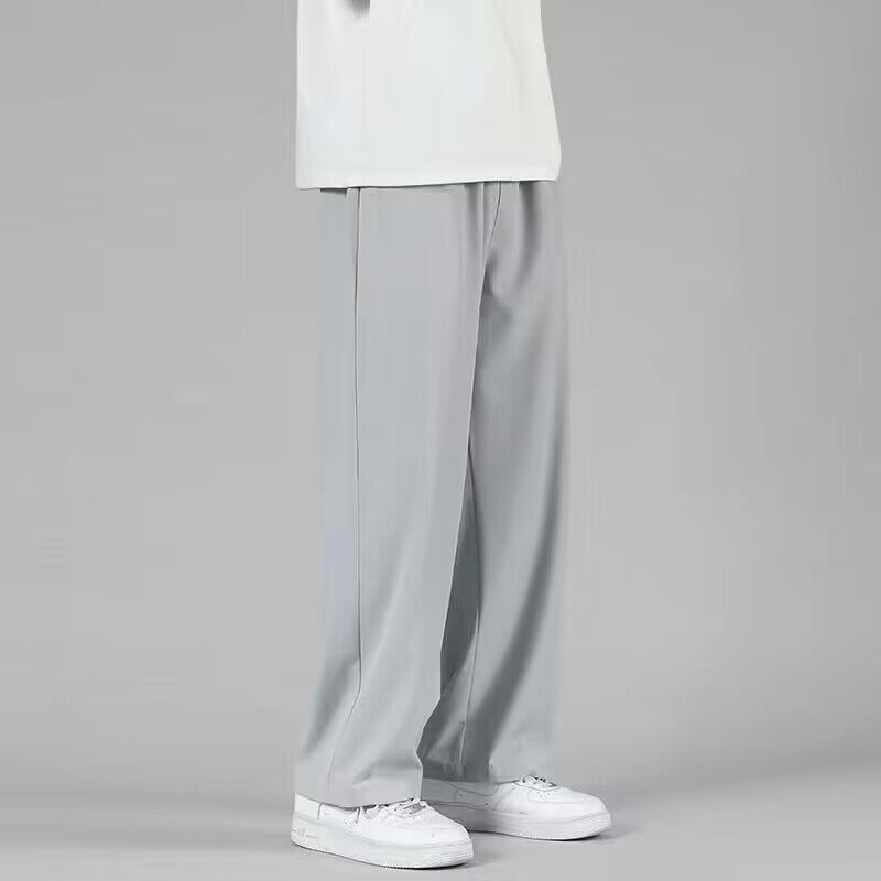 冰丝直筒裤子男士夏季薄款速干男裤潮牌夏天垂感阔腿运动休闲长裤