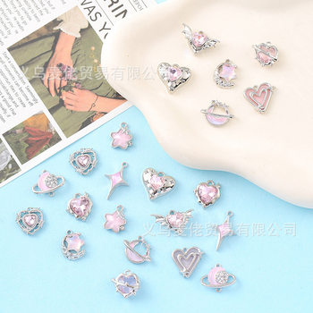 Niche sweet cool girl necklace bracelet earrings handmade diy pink love star pendant jewelry accessories wholesale