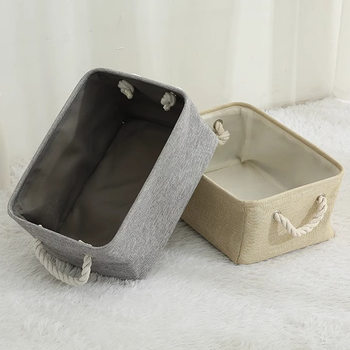 New Linen Storage Basket Pull Basket Foldable Clothes Storage Box Toy Storage Box Cotton Rope Finishing Storage Basket