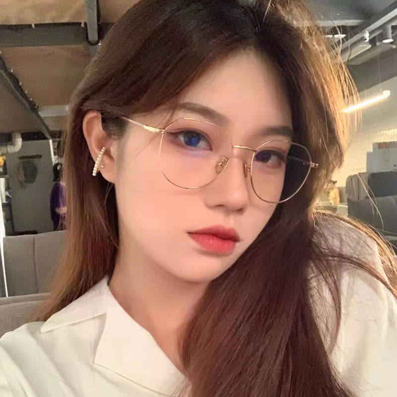 Korean Style Myopia Glasses for Female Students, Live Streaming Dropshipping, Blue Light Blocking, Non-Prescription Lenses, High-Value Eyeglass Frames