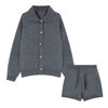 suit Women Autumn and Winter New Korean Fashion Lapel Sweater Cardigan Women's High Waist Slimming Wide Leg Shorts Two-piece Set