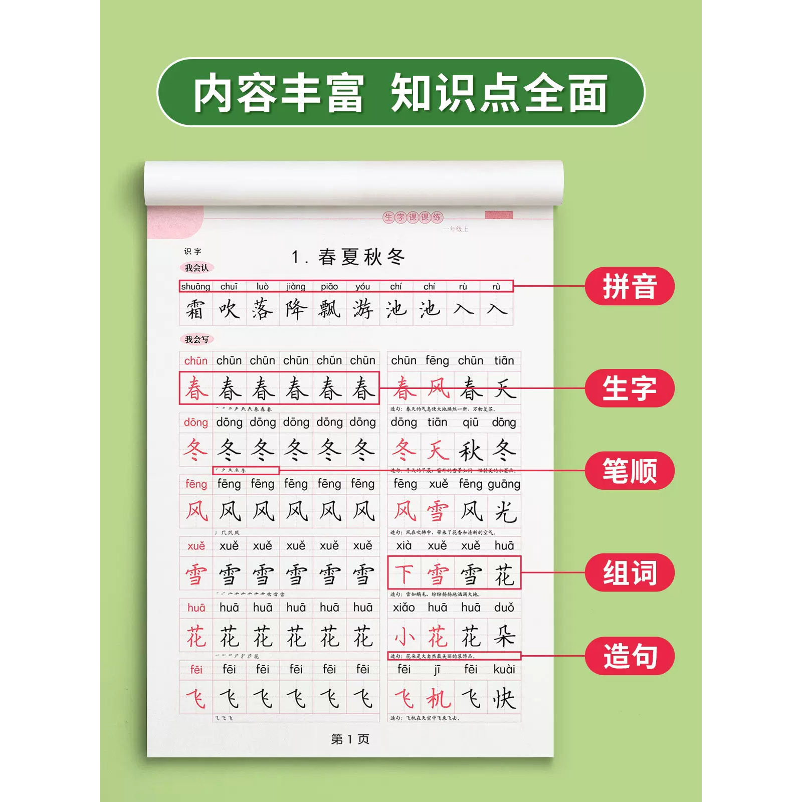 First grade, third volume, second volume, synchronous copybook practice, special copy copybook practice for primary school students, Chinese PEP edition