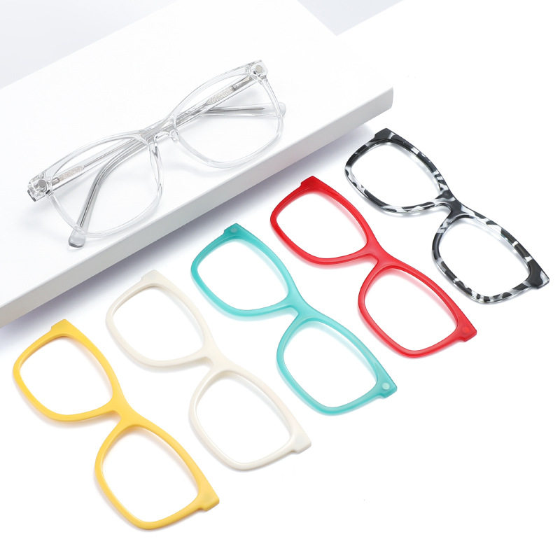 New European and American Cross-Border Floral Tr Square Frame Decorative Glasses Frame Magnetic Frame Multi-Color Interchangeable Popular Article