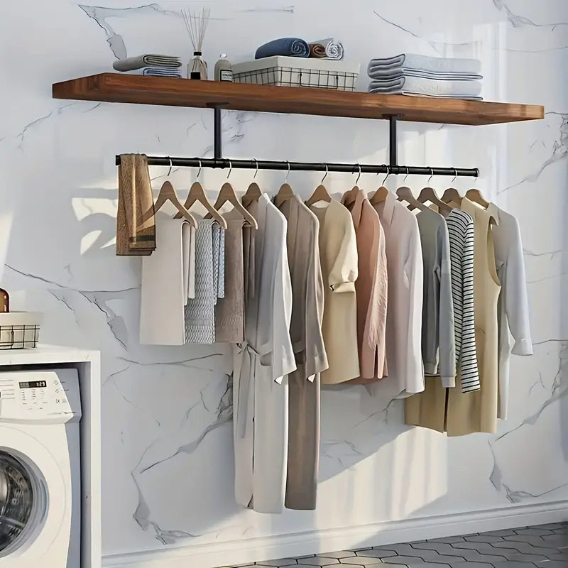 Cross-Border New Style Splicable Clothes Drying Rod Balcony Top-Mounted Hanging Fixed Clothes Drying Rod Black and White Rust Steel Clothes Drying Rod