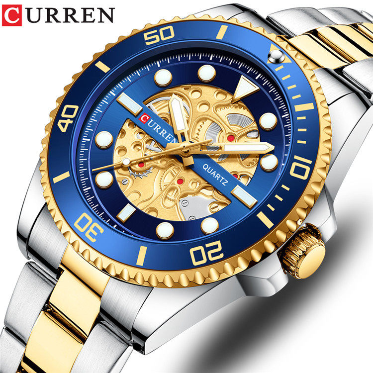 CURREN/Crane 8412 Steel Band Watch Simple Calendar Large Dial Business Watch Waterproof Boys Fashion