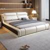 Multifunctional Italian-Style Light Luxury Genuine Leather Modern Simple Children's Bed Adjustable New Bedroom Storage Large Bed
