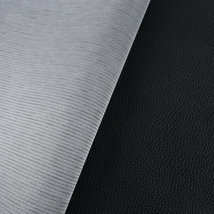 in stock PVC Leather Knitted Bottom Litchi Leather 0.5mm Small Litchi Black Sofa Cushion Leather