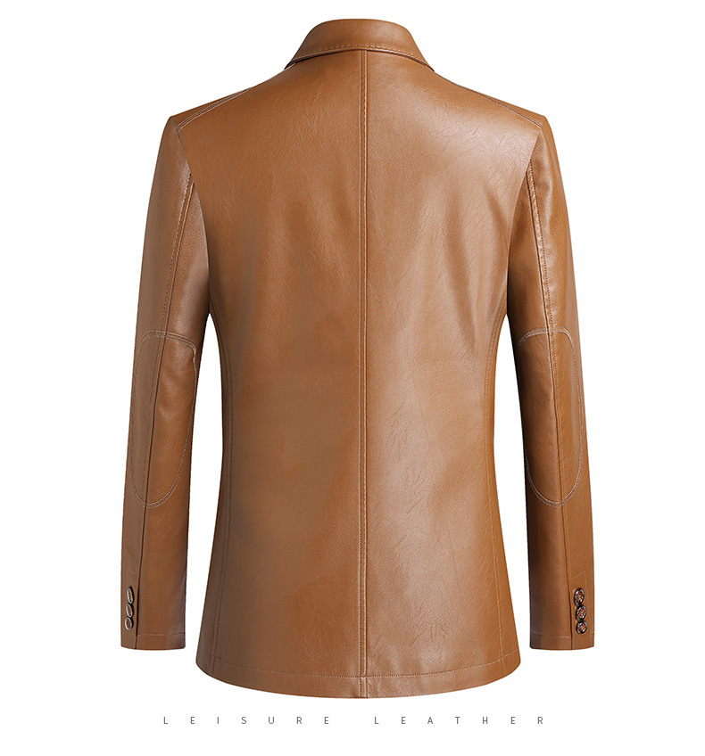 Áo khoác da nam dáng vest cỡ lớn phong cách casual chống gió — Đỏ rượu vang, màu đen, Màu xanh dương, màu vàng