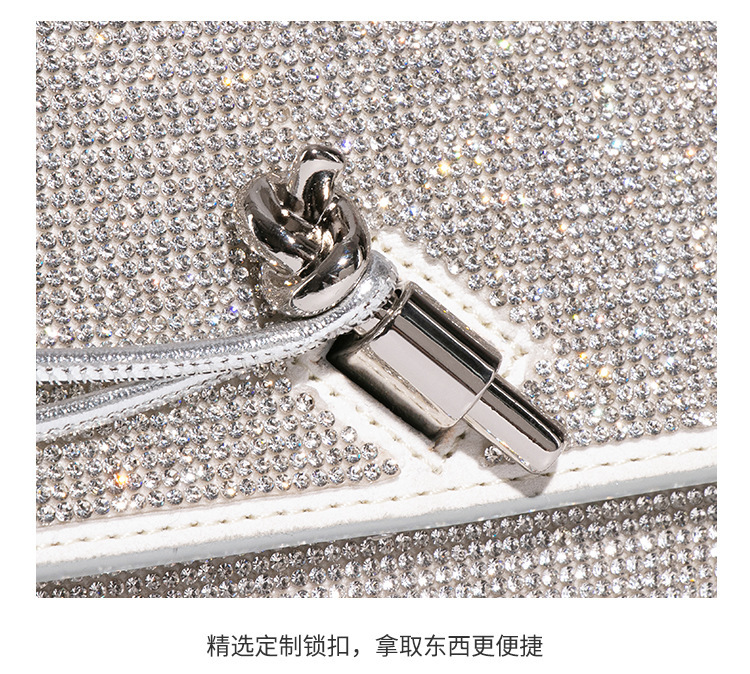 Túi xách tay nữ dáng baguette đính đá dự tiệc — Nhà máy riêng, có thể tùy chỉnh theo yêu cầu., W2699 # Màu bạc, W2699 # màu đen, W2699 # Màu hồng
