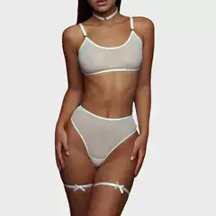 Foreign trade European and American temptation bra French sexy lingerie suit mesh push up perspective comfortable Baita sexy pajamas