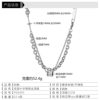 Niche design high-grade women's cool titanium steel necklace men's fashionable stacked diamond-embedded double-layer small waist couple lucky pendant