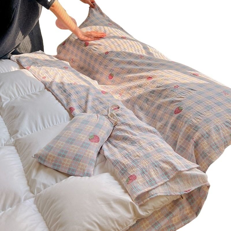 Cloud-Like Soft and Waxy Double-Layer Yarn Hotel Sleeping Bag, Portable Four-Piece Travel Bed Sheetss and Quilt Cover, Three-Piece Travel Set