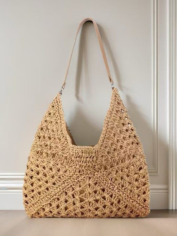 Manufacturer Wholesale Korean Style Large-Capacity Women's Bag Internet Celebrity Popular Grandmother's Straw Bag Seaside Vacation Shoulder Bag