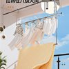 Balcony Adjustable Telescopic Clothes Drying Rack, No-Drill Stainless Steel Clothes Hanger for Drying Quilts and Sheets