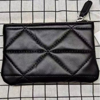 25 New Card Holders, Coin Purses, Zipper Style, Right-Angle Storage Box, Women's Multi-Card Slots, Diamond Pattern, Compact Genuine Leather Coin Purse