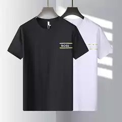 2023 Heavy Cotton Explosive High-end Craft Double Yarn Cotton Round Neck T-shirt Summer Couples Short Sleeve T-shirt