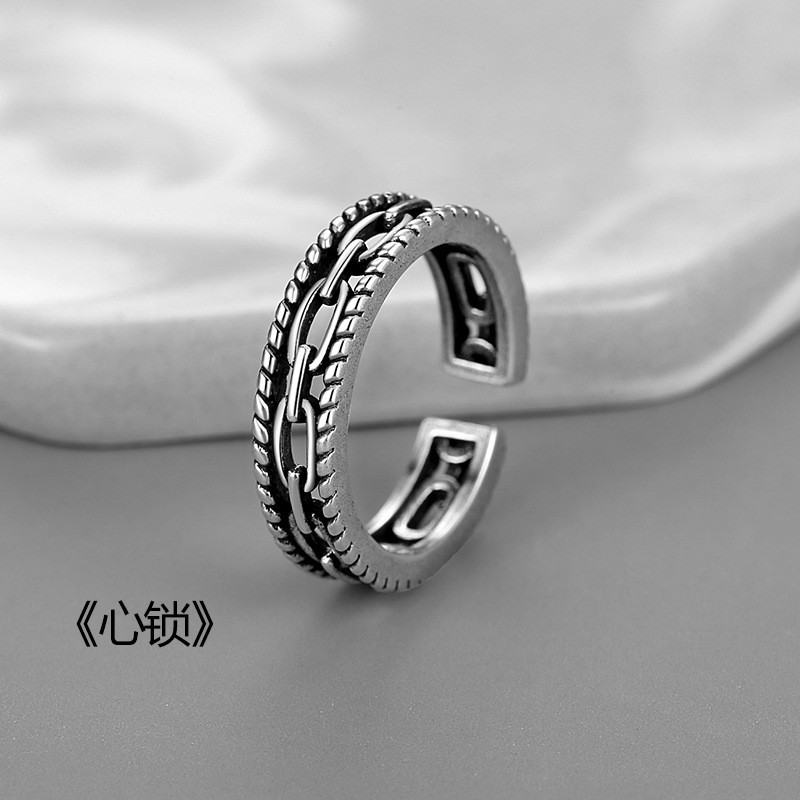 男士戒指个性叠戴组合电镀圆形复古貔貅单身戒莫比乌斯可调节指环
