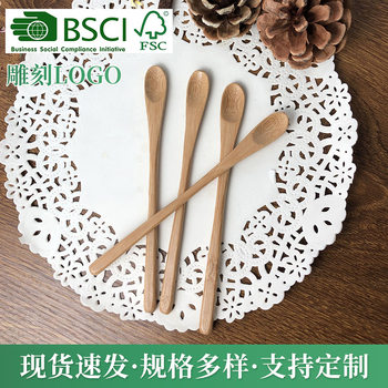 Factory wholesale household seasoning spoon coffee long handle mixing spoon customizable LOGO creative high quality bamboo spoon