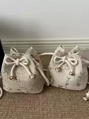 2026 New Style Drawstring Summer Fresh Lace Woven Bag Fashion Single Shoulder Crossbody Bag Bucket Straw Bag for Women