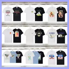 Cross-Border European and American Trendy Brand Carblanca Short-Sleeved Casabaranca T-Shirt Loose Breathable Digital Printed Half-Sleeve