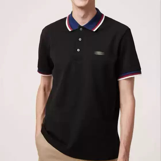 Cross-Border French Celebrity La Style Men's Classic Business Color-Blocking Commuter Style Short-Sleeve T-Shirt Polo Shirt