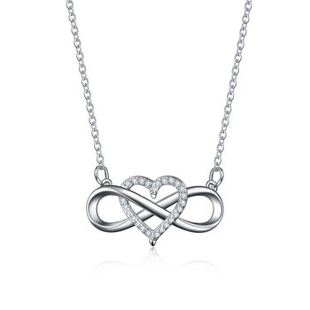 Fashionable and Creative Tie Heart-Shaped Micro-Paved 8-Character Pendant Necklace Infinite Heart Mobius Rose Gold Necklace