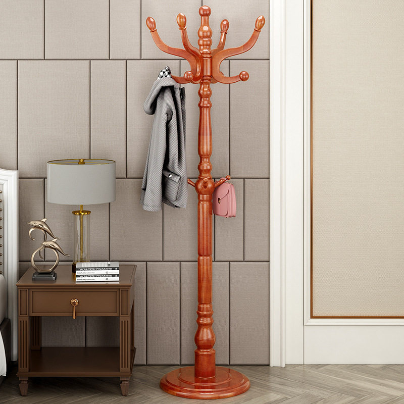 Clothing Rack Manufacturer, New Chinese Style, Space-Saving, Bedroom Floor-Standing, Light Luxury, Simple Solid Wood Clothes Hanger, Available for Wholesale