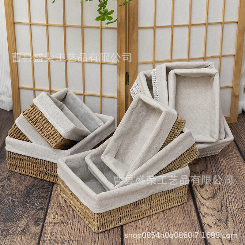 Manufacturer Wholesale Woven Desktop Storage Basket Bedroom Socks Storage Snacks Coffee Table Sundries Living Room Home Storage Basket