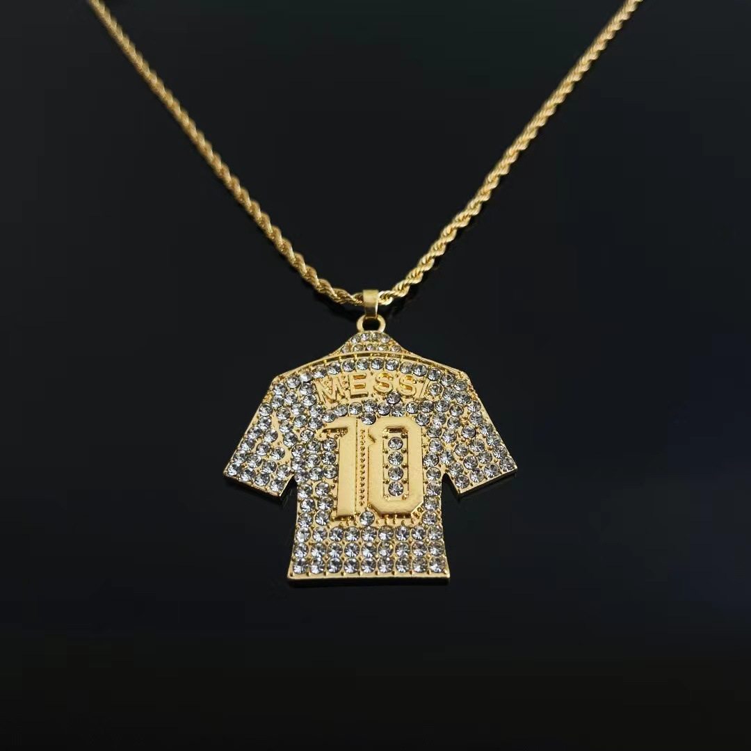 Europe and the United States cross-border trend hip-hop World Cup gold-plated diamond C Luo No. 7 jersey pendant necklace necklace manufacturers wholesale