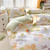 Pure cotton four-piece set 100 cotton one-piece quilt cover bed hat three-piece set Spring and Autumn single student dormitory quilt cover