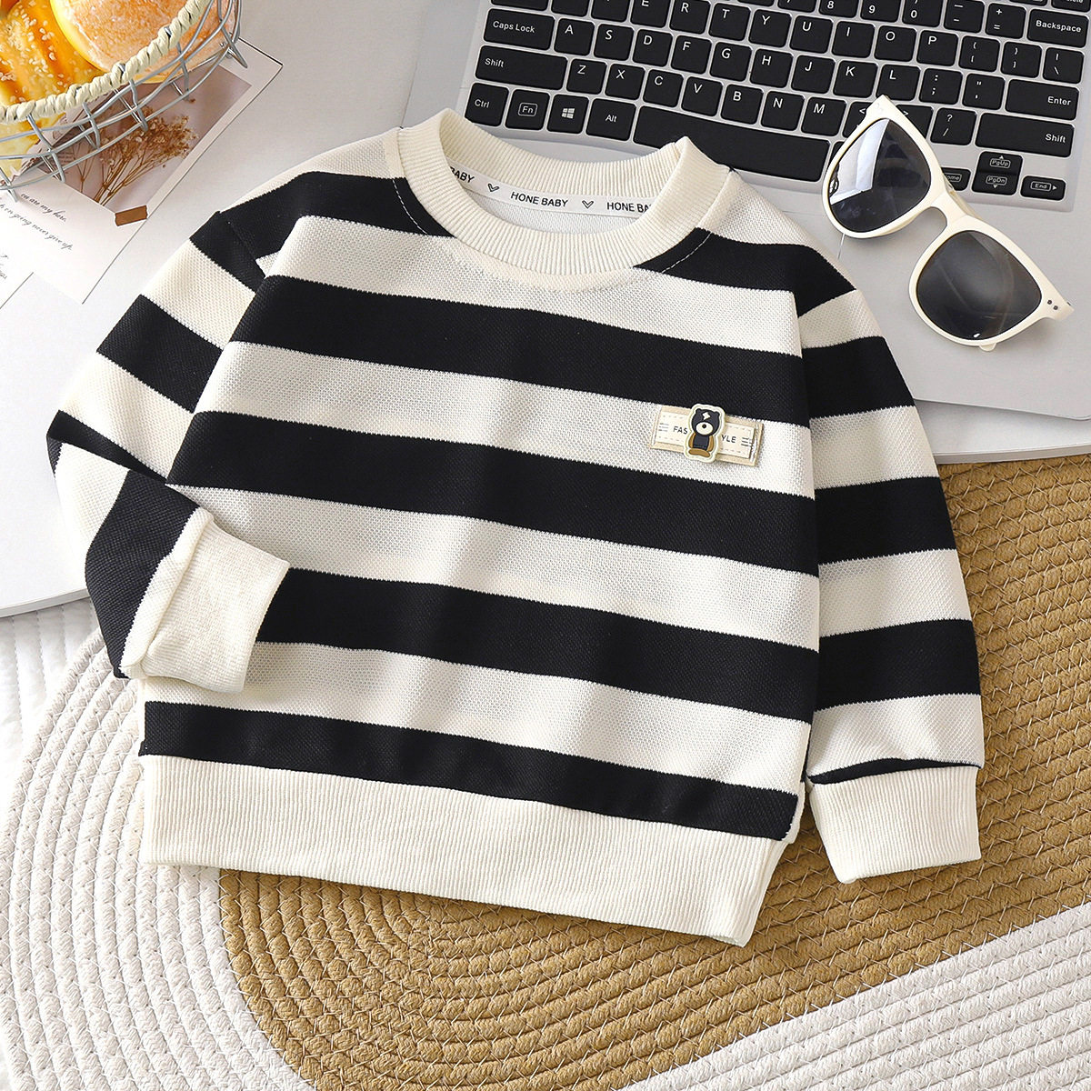 Children's Striped Hoodie, New Spring & Autumn Collection, Boys' Long-Sleeve Pullover, Girls' Casual Outerwear Top