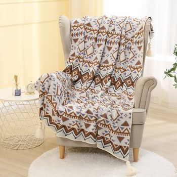 Manufacturer Customized Retro Pendant Bohemian Knitted Jacquard Blanket Office Nap Blanket Outdoor Camping Blanket