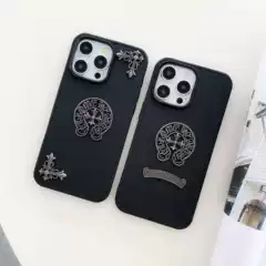 Croix Heart Cross Pattern Leather 3D Apple 17 Pro Max Phone Case Cross iPhone 16 Personalized Unisex Style