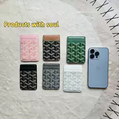 In-Stock New Model Dog Tooth Card Holder with Strong Magnetic Suction for Iphone, Magsafe Phone Card Holder, Vintage Card Case for Cross-Border Sales