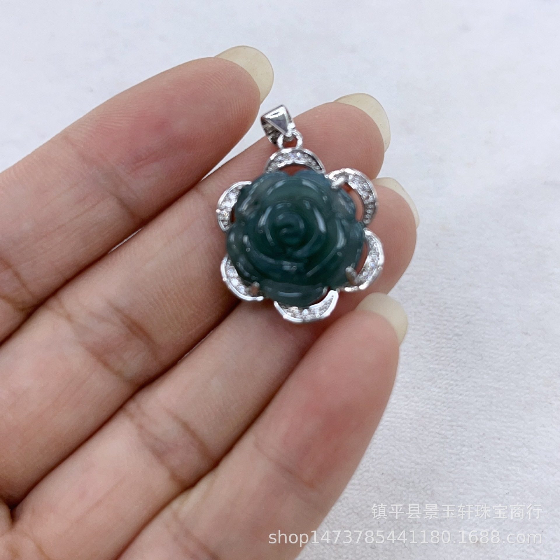 Manufacturer Wholesale A-Grade Hazardous Jade Blue Water Gourd Pendant 925 Silver Inlaid Pendant Necklace Live Supply Wholesale