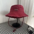 Hyun-a Kim with big eaves fisherman hat-wine red