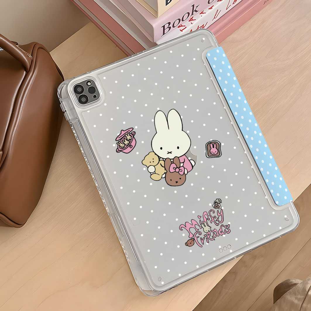 Blue Background Miffy Rabbit Ipada16 Tablet 10/9/8 Generation Air6/5 Protective Case Pro 11inch Mini7 Protective Case 5