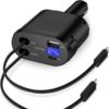 New Private Model Car Charger with Built-In Retractable Cable, 120W Fast Charging, 4-in-1 Adapter, High Current for Car Use