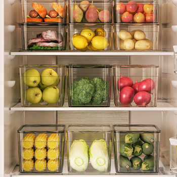 Refrigerator Storage Box Kitchen Transparent Large Capacity Fruit and Vegetable Storage Box Freezing Drain Fresh-keeping Box Fidelity Box