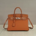 Caramel Crocodile-Pattern 25CM Silver Hardware