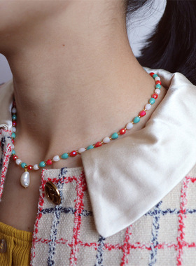 设计款项链合成水晶珍珠