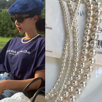 Fever Same Style Shijia Pearl Necklace Jewelry Women's All-match High-end Strong Light Round Niche Light Luxury Collarbone Chain