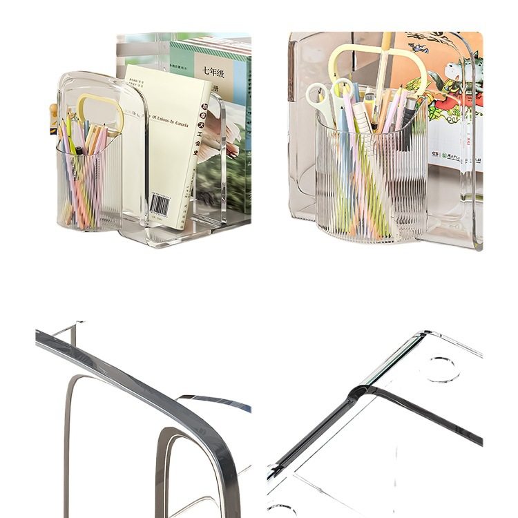 Transparent Book Stand Reading Rack Book Clip Desk Bookshelf Desktop Fixed Book Storage Partition Thickened Student Class