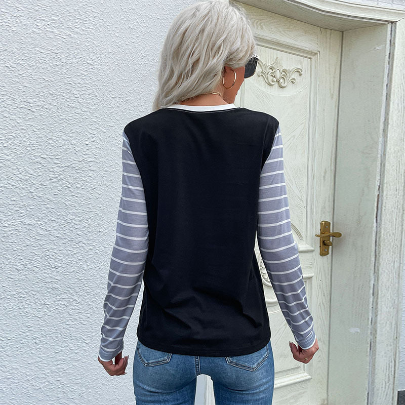 Leopard Print Long Sleeve Top Casual Style Autumn Fashion Womens Apparel Wholesale Available