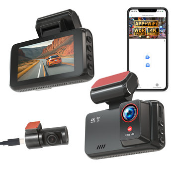 2026 New Model Front and Rear Dual 4K+4K Cameras 3inch Ips Screen Wireless Gps Positioning Driving Recorder Without Wiring