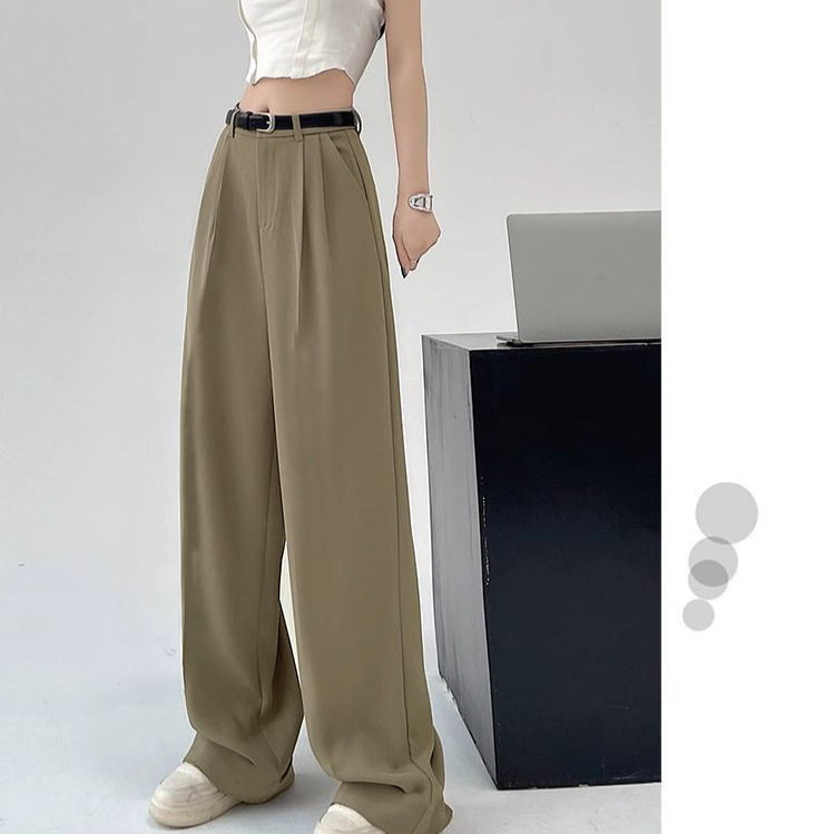 High Waisted Wide Leg Trousers Loose Fit Elegant Draping Versatile Style Perfect for Casual or Formal Occasions