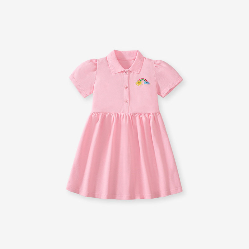 New Summer Kids' Dress, Girls' Short-sleeve Cotton Kids' Clothing, Polo Dress