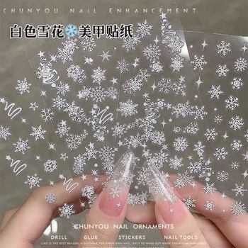 Pure Desire Christmas White Snowflake Nail Art Stickers Red Book Popular Winter Patch New DIY Stickers Wholesale