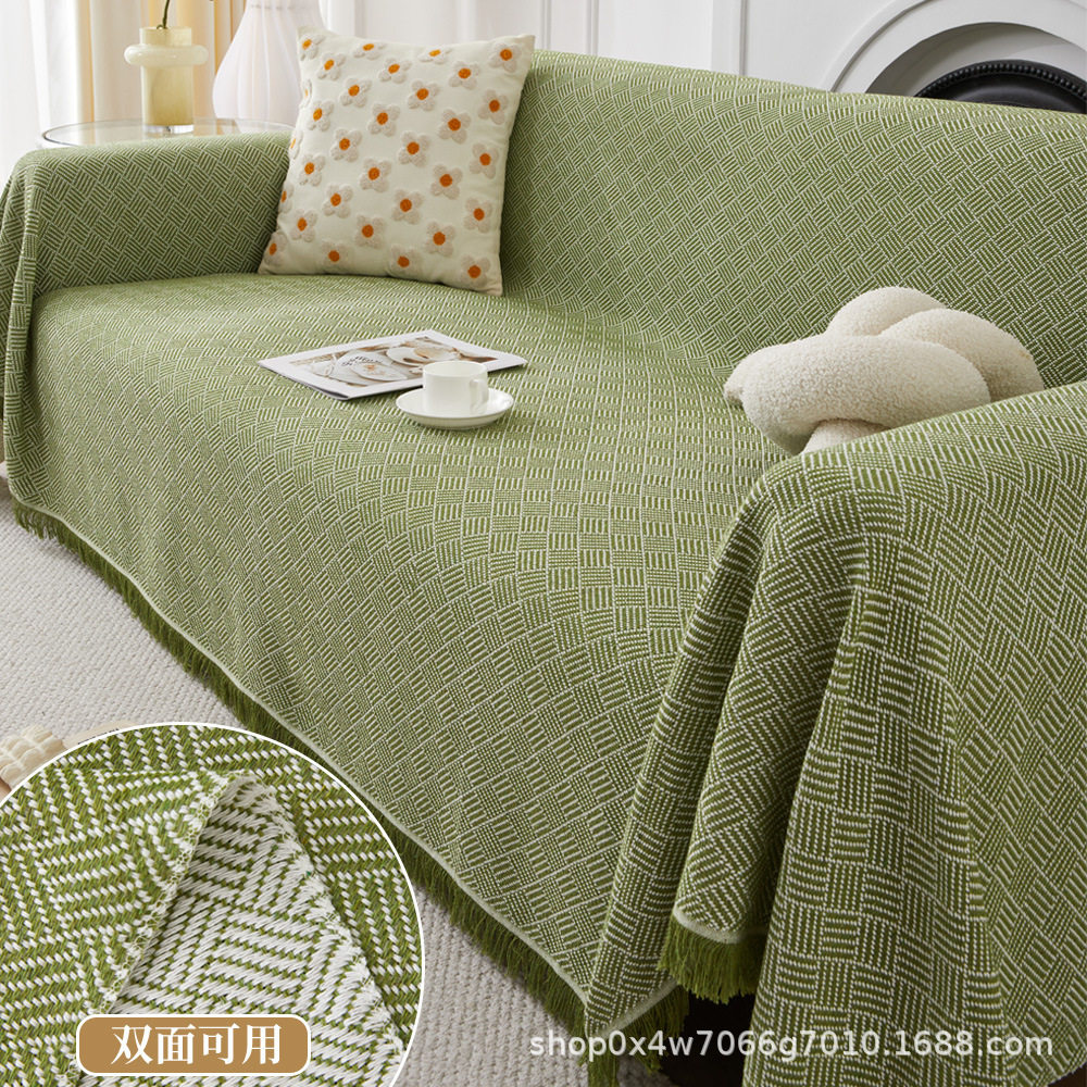Sofa Towel Cover Ins Style Double-Sided Cotton Yarn Blanket Simple One-Piece Sofa Cushion Cover All-Inclusive Cover